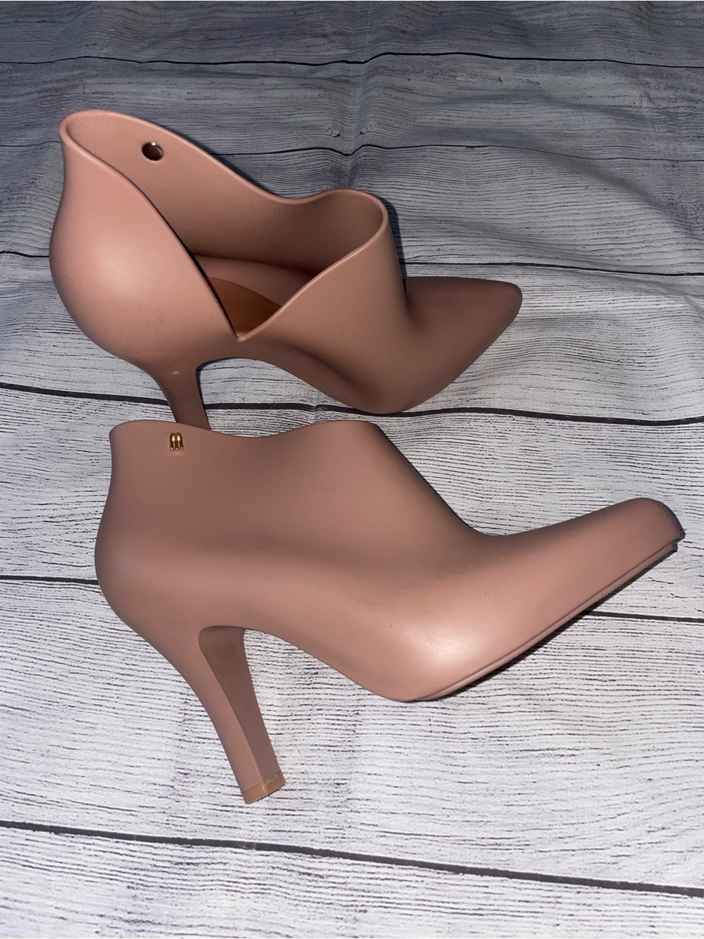 Melissa Drama Pointed Toe Stiletto Booties - Blush
